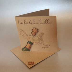 Karte "Lass die Korken knallen - Du hast es gepackt" (Handgefertigt)