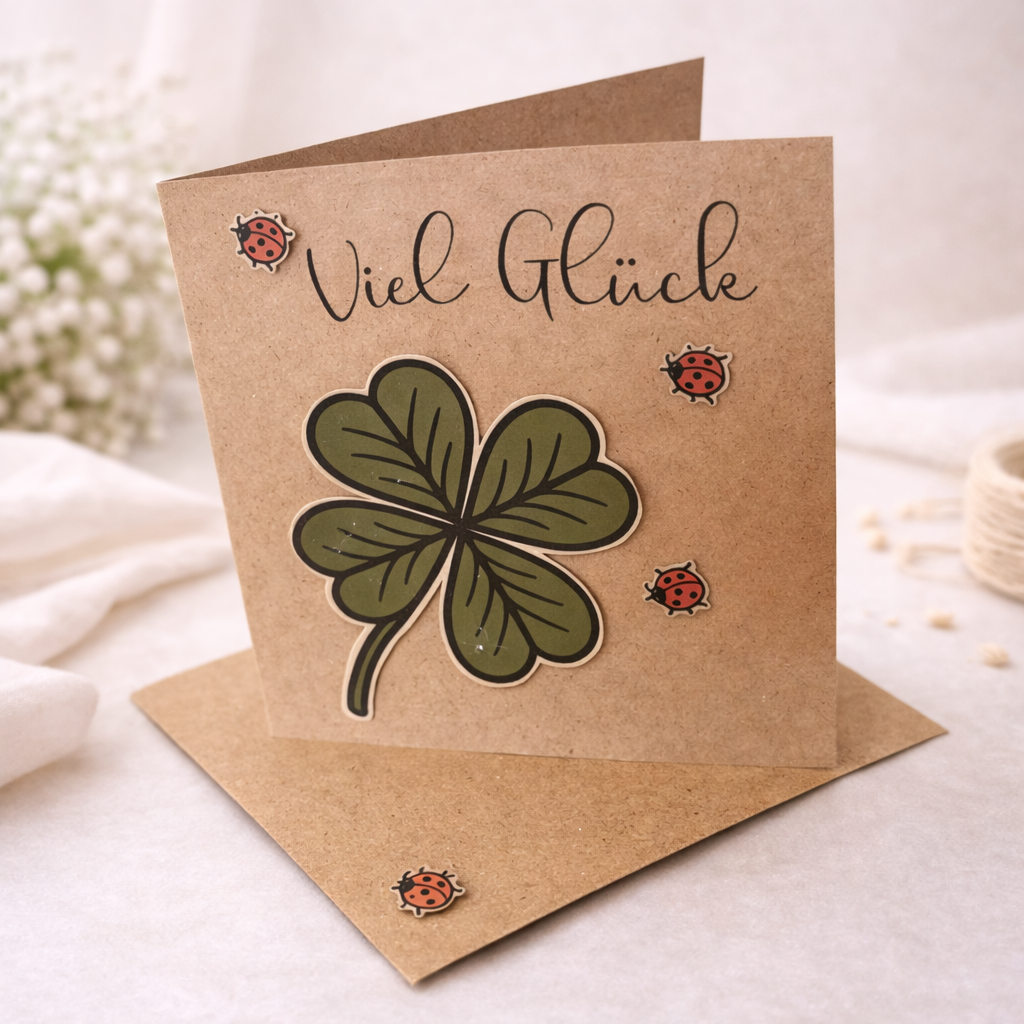 Handgefertigte Karte "Viel Glück"