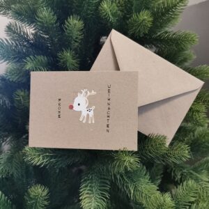 Handgemachte Weihnachtskarte "Rentier - Frohe Weihnachten"