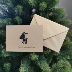 Handgemachte Weihnachtskarte "Rentier - Frohe Weihnachten"