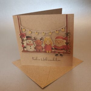 Handgemachte Weihnachtskarte "Weihnachtsschaukel" (braun)