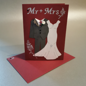 Produkt-Foto handgemachte Karte zur Hochzeit Mr & Mrs mit Brautpaar
